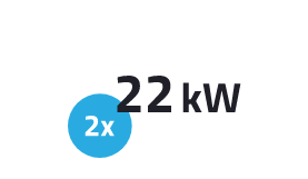 Potencia hasta 22 kW por puerto de carga