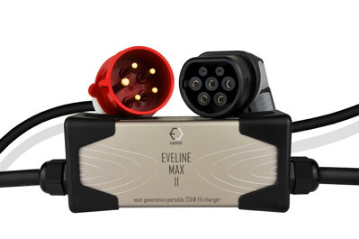 Set EVELINE Max II - Cargador portátil inteligente TIPO 2 - CEE 5-PIN | Pantalla | 32A | 3phase | 22kW | 5 - 7m