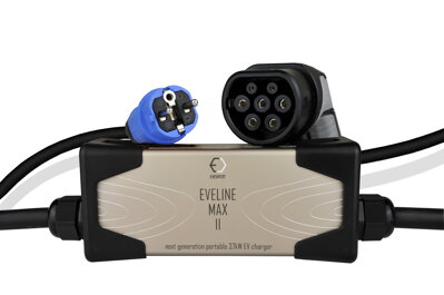 EVELINE Max II - Cargador portátil inteligente TIPO 2 - SCHUKO | Pantalla | 16A | 1phase | 3,7kW | 5m