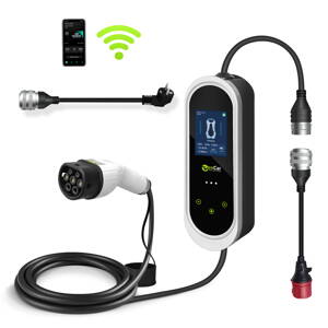 ZENCAR E-PRO (3en1) Cargador Portátil EV Tipo 2 - Schuko / CEE 5-pin / Tipo 2 | 16A | 3-fase | 11 kW | WiFi | App | 5m